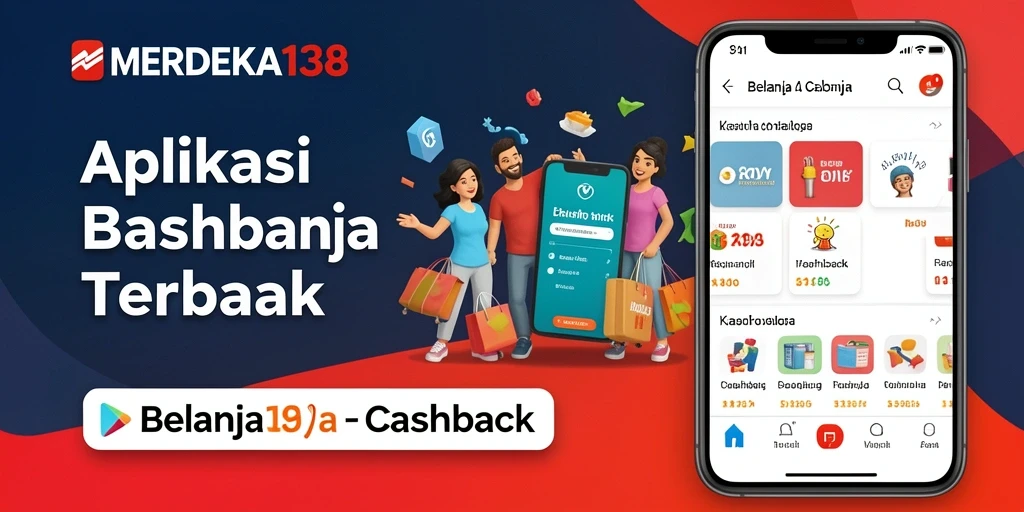 Tampilan antarmuka aplikasi MERDEKA138 menampilkan penawaran cashback menarik.