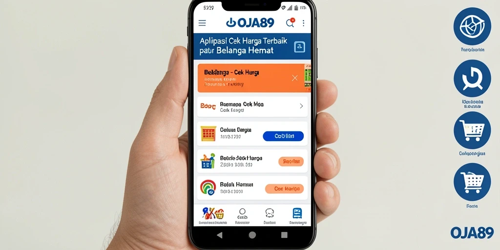 Antarmuka aplikasi OJA89 untuk cek harga produk dengan cepat.