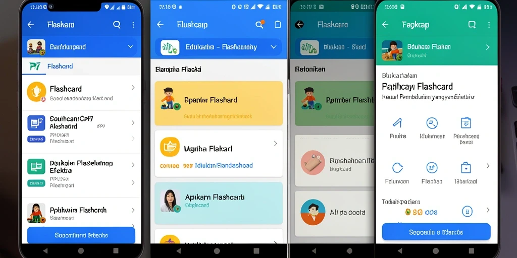 Antarmuka aplikasi PP7 yang interaktif dan fungsional untuk pembelajaran Flashcard.